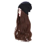 WUODHTW Parrucca del cappello invernale delle donne a maglia lunga rettilineo parrucca lunga onda riccia capelli parrucca nuziale