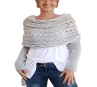 WUODHTW Scialle Donna in Maglia con Maniche Avvolgente Uncinetto a Cocoon con Maniche Multifunzionale Scialle con Maniche, Grigio chiaro, Etichettalia unica