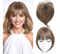 WUODHTW Topper per per capelli con frangette, clip per capelli, per donne estensioni con capelli sottili, 10 pollici dritti clip in bangs capelli (22H10)