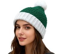 WUODHTW Winter Knit Beanie Mens Womens Christmas Hat Santa Striped Knitted Beanies Ski Skull Hat Xmas Party Beanie Hat (White Green 1)