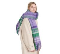 WUODHTW Winter Scarf for Women Shawl Cashmere Feel Tassel Plaid Large Scarves Wraps Poncho Coat Thick Cashmere Wrap (Purple white green)