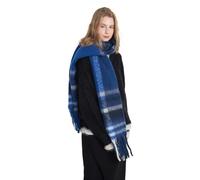 WUODHTW Winter Scarf for Women Shawl Cashmere Feel Tassel Plaid Large Scarves Wraps Poncho Coat Thick Cashmere Wrap (Blue white gray)
