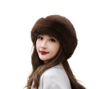 WUODHTW Women's Faux Fur Bucket Hat - Winter Warmth Bucket Hat Fluffy Snow Hat Fuzzy Fisherman cap Russian Ushanka Hat Beret (Coffee)