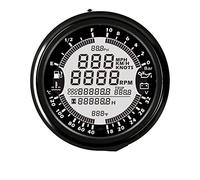 WUPEDI Misuratore multifunzione GPS Tachimetro Contagiri Ora Temperatura acqua Livello carburante 24V 0-10BAR Pressione Tachimetro per motocicletta(BN)