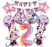 WUPENGSA 10 Pezzi Palloncini Minni Moue 2 Anni Ragazza, Minni Moue Set Compleanno Decorazioni Bambini, Palloncino Foil Decorativo per Festa di Compleanno Bambini