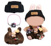 WUPENGSA Vestiti per Bambola, Vestiti per Bambole da 17 cm, Vestito per Bambola, Accessori per Bambole, Set con Cappuccio in Peluche, Vestito Accessori per Peluche Giocattolo (Brown)