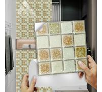 WUPNGS Adesivi for Piastrelle, 10x10cm Mosaico Marmo Verde Piastrelle Adesive in Vinile da Parete Antiolio Pz/30x30cm(10 Pcs/30x30cm)