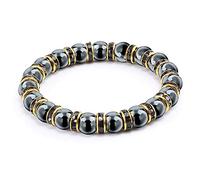 WUPNGS Braccialetti Colorati con Strass Ematite, Gioielli Perline Naturali e Hip Hop, Braccialetti Bianchi(Black Diamond)