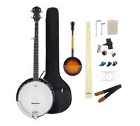 WUQIMUSC Banjo a 5 corde, kit per banjo per principianti da 38 pollici con testa Remo e retro chiuso, 24 staffe, include custodia da concerto, cinghia, plettri per dita, corde extra