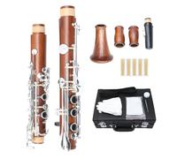 WUQIMUSC Clarinetto professionale corpo palissandro placcato argento chiave B-flat chiavi 17 Bb chiave due barili custodia rigida guanti bianchi