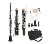 WUQIMUSC Clarinetto Professionale in Ebanite con Chiavi Nichelate, Accessori per Canne, Suono Gradevole, Custodia Resistente (ekey-clarinet)