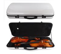 WUQIMUSC Custodia doppia in fibra di carbonio per violino 4/4 e viola da 15-17 pollici, regolabile con cinghie posteriori e lucchetto a combinazione (bianco)