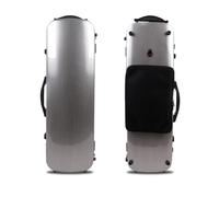 WUQIMUSC Custodia per violino 4/4 full size in fibra di carbonio oblunga rigida rettangolare custodia per violino morbida imbottitura con spallacci e borsa per spartiti musicali (argento), CASE-5-0