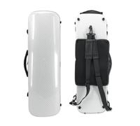 WUQIMUSC Custodia per violino 4/4 full size in fibra di carbonio oblunga rigida rettangolare custodia per violino morbida imbottitura con spallacci e borsa per spartiti musicali (bianco)