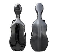 WUQIMUSC Custodia rigida in fibra di carbonio composita per violoncello 4/4 con ruote resistenti e cinghie per zaino, design a sospensione, manico integrato, guscio rigido impermeabile, peso 4 kg