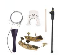 WUQIMUSC Parti per basso verticale 3/4 Set di accessori per sostituzione pioli in ottone Cordiera ponte in acero Ponte in fibra di carbonio Endpin Corde Kit di strumenti di riparazione (#peg-style1)