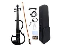 WUQIMUSC Violino elettrico a 5 corde, violino silenzioso 4/4, set completo con custodia da trasporto per studenti, principianti e adulti, stile EV8 (nero, 5 corde)