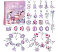 WUQNGI Calendario Avvento 2025 Kinder Bambina, Calendario dell'Avvento Gioielli Bambini Ragazza Fai Da Te, Calendari Avvento Donna Braccialetti Collane Kit, Natale Regali per 6 7 8 9 10 11 12 13 Anni