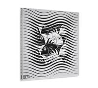 WurBu M.C. Escher Painter - Stampa artistica da parete su tela, motivo: pesci tra le onde, idea regalo, 30 x 30 cm