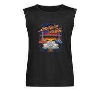 WURHDKI American Graffiti Car Special Vintage Racing Car Vest Tank T-Shirt Men's Black Unisex Sleeveless Tops Tee L
