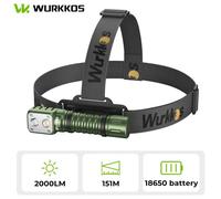 Wurkkos HD20 Lampada frontale ricaricabile 21700 Faro 2000lm Doppio LED LH351D XPL USB Carica inversa Coda magnetica Luce da campo da lavoro