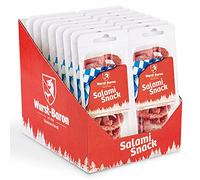 WURSTBARON® - Salami Mini Brezn - Snack originale di salame a forma di pretzel dalla Baviera - Scatola con 16 confezioni da 50 g - Snackbox Sticks