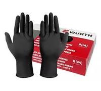 WURTH Guanti monouso in nitrito senza talco per uso professionale, resistenti elastici, neri, taglia L, 100 pezzi
