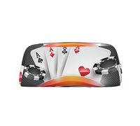 WURTON Astuccio con stampa di torneo di poker, spazioso ed elegante, con cerniera, astuccio per matite da ufficio