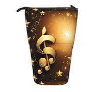 WURTON Astuccio telescopico per matite con stampa aliena verde, borsa portaoggetti versatile, per ufficio e adulti, idea regalo, Oro Nota Musicale Con Stella Lucida Caduta, One Size