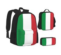 WURTON Borsa per il pranzo con stampa bandiera italiana 3 in 1 zaino per la scuola zaino per bambini