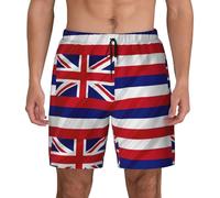 WURTON Flag of Hawaii American Print - Costume da bagno da uomo, fodera ad asciugatura rapida, pantaloncini da spiaggia anti-sfregamento, fodera a compressione, nero, XX-Large