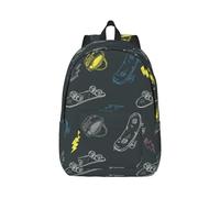 Wurton Graffiti Skateboard Stampa Unisex Zaino in Tela Zaino Carino Zaino da Viaggio Sport Casual Estetico Zaino, Nero, S