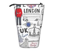 WURTON I Love London - Astuccio telescopico per matite con stampa di Londra, versatile, per ufficio e per adulti, Nero , Taglia unica