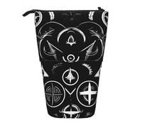 WURTON Supernatural Symbols - Astuccio telescopico per matite con stampa nera, versatile, per ufficio e adulti, idea regalo