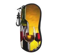 WURTON Uva Bottiglie di Vino E Bevande Stampa Multifunzionale Sacchetto di Immagazzinaggio Viaggio Cerniera Occhiali Caso Morbido Spazioso Occhiali Cas, nero, taglia unica