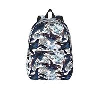 Wurton Zaino in tela unisex con stampa balena killer zaino carino per viaggiare sport zaino estetico casual, Nero, M