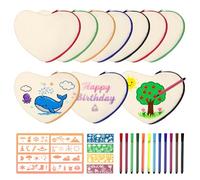 Wusboo 10 astuccio piccolo con cerniere colorate, Borsa in tessuto a forma di cuore, Contiene 12 matite acquerellabili e 8 modelli da disegno, Può essere utilizzata come trousse o portafoglio.