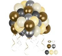 Wusboo 120 palloncini da 12 pollici, colore oro champagne, argento, grigio, bianco e avorio, set con 3 nastri, per matrimoni, compleanni, anniversari e palloncini