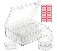 Wusboo 30 Scatole Portaoggetti Trasparenti con Coperchio, 5,5 x 5,5 x 2 cm, Mini Contenitori Plastica Piccoli per Minuteria, Pillole, Orecchini, Anelli, Perline, Viti