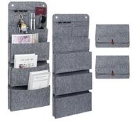 Wusboo Portaoggetti da Appendere, Set da 2 Pezzi Borsa portaoggetti in tessuto, 6 Scomparti, 3 Ganci, Adatta per Porte, Bagni, Corridoi e Uffici, Sistema di Stoccaggio a Parete per Risparmiare Spazio