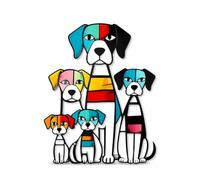 Wusejosapi Scultura da Parete in Metallo per Cani, Pop-Art da Parete per Cani, Decorazione Geometrica da Parete con Motivo Cane, Scultura da Parete Colorata con Cinque Cani per Soggiorno, Giardino e