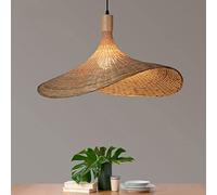 WUSFAR Lampadario A Cappello di Paglia in bambù Lampadari Creativi in Vimini in Rattan Lampada A Sospensione Intrecciata Vintage Lampade A Sospensione per Interni Lampada in Stile Giapponese