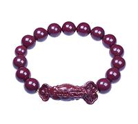 WUSHADEHANS Bracciale di Cristallo, Bracciale Cinabro 8/10/12 mm con Perline Rotonde di Cristallo Amuleto for attirare prosperità