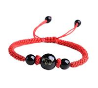 WUSHADEHANS Bracciale di Cristallo, Bracciale con Cordino Rosso in Agata Nera 12 amuleto in Quarzo Cristallo Pietre preziose Animali dello Zodiaco(Snake-8 Inches)