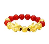 WUSHADEHANS Bracciale di Cristallo, Bracciale con Perline Rosse di Agate Naturali, Protezione, Doppio Braccialetto Reiki, Regolabile, amuleto(Green)