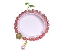 WUSHADEHANS Bracciale di Cristallo, Bracciale da Donna in Giada Naturale del Sud 'Hetian, Braccialetto al Quarzo, Talismano Reiki(Red)