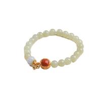 WUSHADEHANS Bracciale di Cristallo, Bracciale da Donna Reiki con Bracciale in Giada Meridionale Naturale Hetian 8 mm