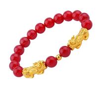 WUSHADEHANS Bracciale di Cristallo, Bracciale Doppio da 8 mm con Agate Naturali e Cristalli Rossi. equilibrante Perline. Cristallo Coraggioso(Red)