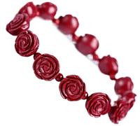 WUSHADEHANS Bracciale di Cristallo, Bracciale in cinabro in Pietra Naturale Fiore Rosa con Perline di Cristallo for Braccialetto amuleto 13 * 8 mm