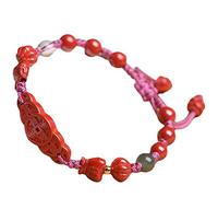 WUSHADEHANS Bracciale di Cristallo, Bracciale in Cristallo Naturale cinabro in Tessuto con Monete antiche Talismano Regolabile